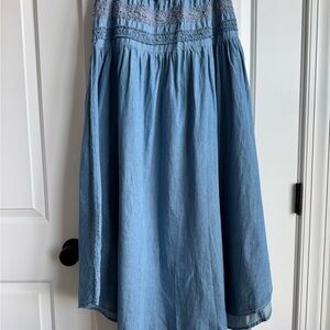 NWT Cupio Denim Lace Smocked Maxi Skirt L